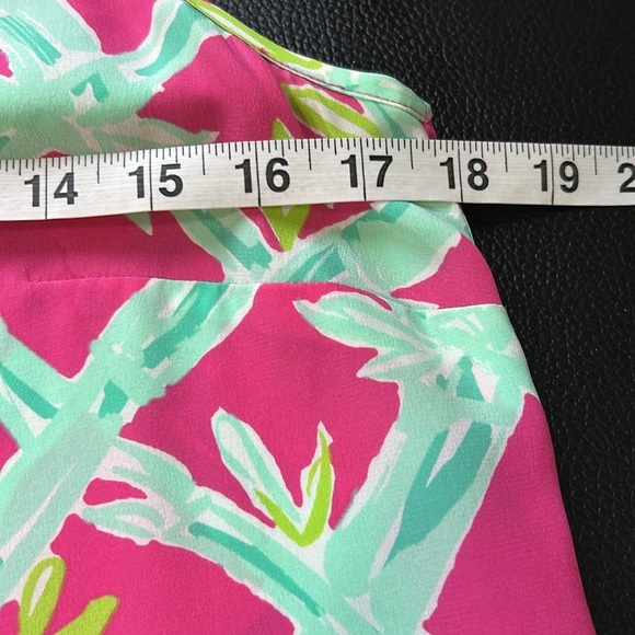 Lilly Pulitzer lona Sleeveless Silk Top Button Back Shirt Pink Green Crewneck S - Picture 12 of 13